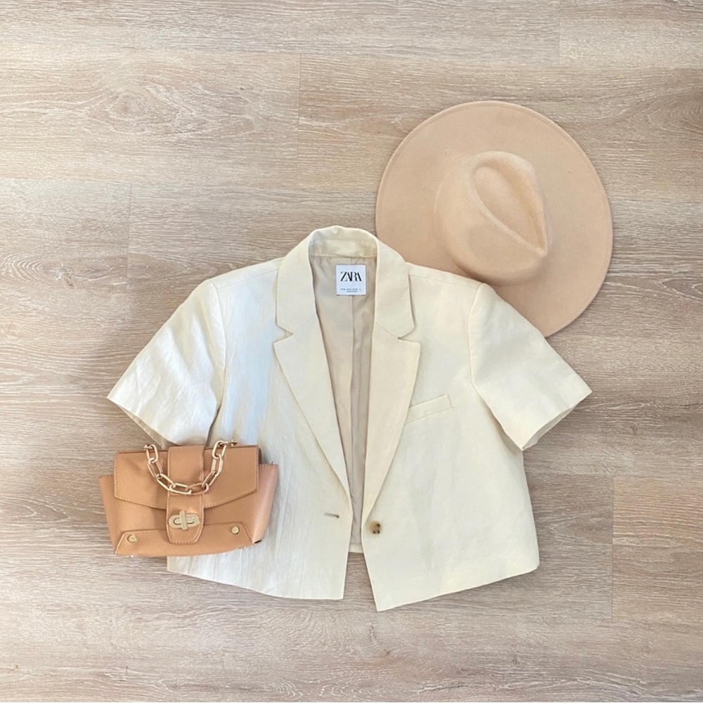 Zara cropped short sleeve blazer